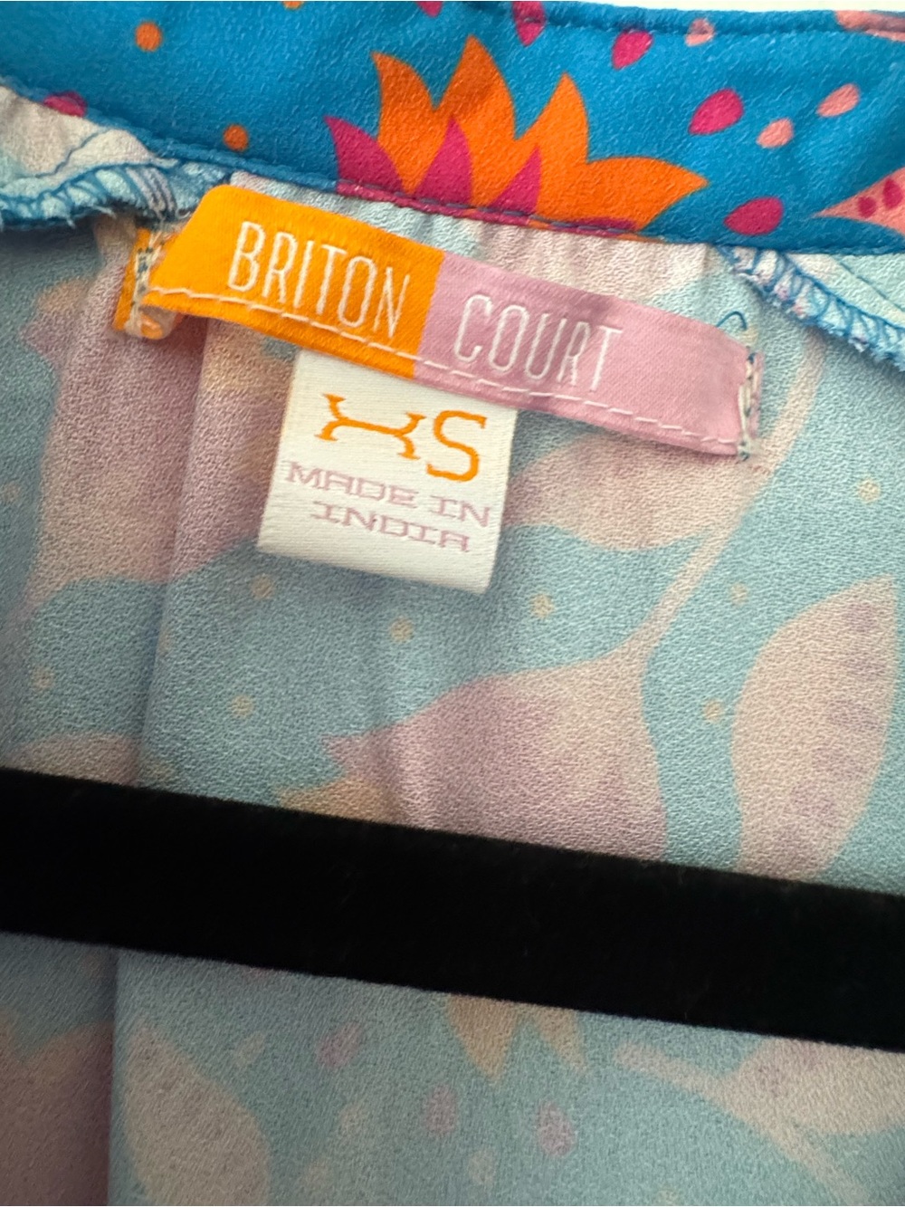 Briton Court Lotus Blue Dress with Pink Floral Print - Picture 3 of 4
